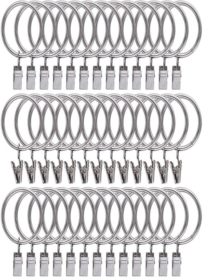 Lansian 44 Pack Curtain Rings with Clips Hooks, Silver Drapery Clips with Rings Stainless Steel Metal 1.5 inch Curtain Hangers Clips, Fits Diameter 1.2 inch Rod, Silver - Image 1